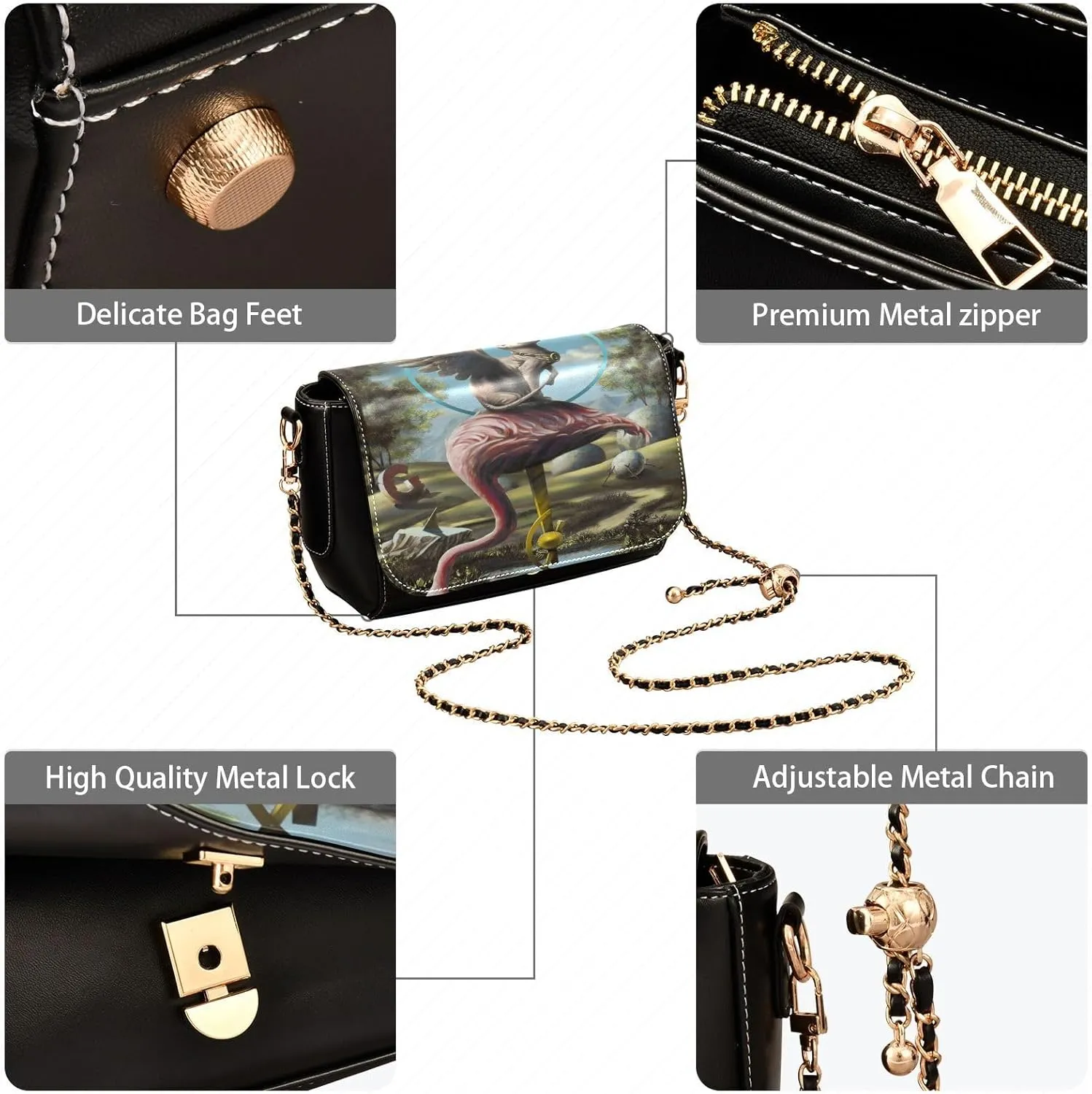 Crossbody Bags for Women Trendy Women's Black Shoulder Bag Small PU Leather Flap Cross Body Bag Handbags