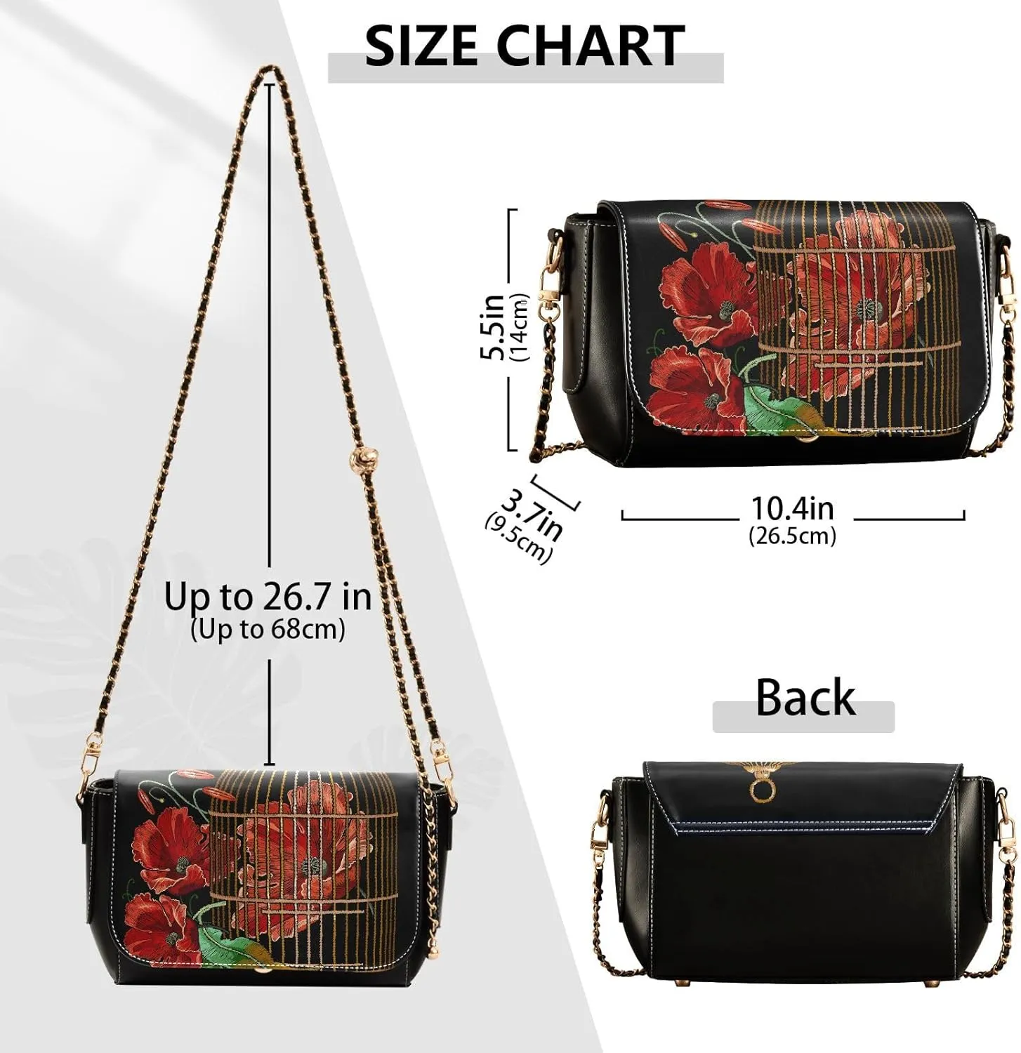 Crossbody Bags for Women Trendy Women's Black Shoulder Bag Small PU Leather Flap Cross Body Bag Handbags