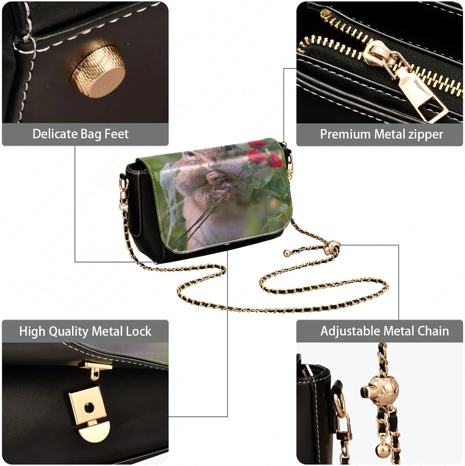 Crossbody Bags for Women Trendy Women's Black Shoulder Bag Small PU Leather Flap Cross Body Bag Handbags