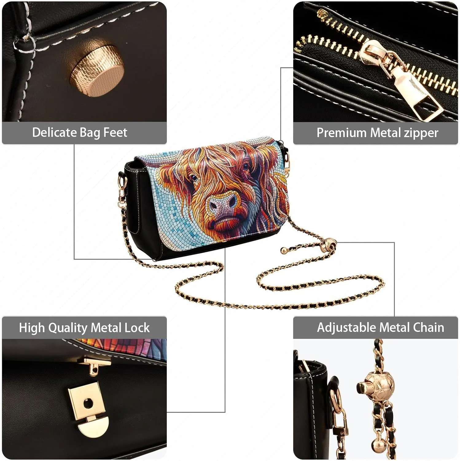 Crossbody Bags for Women Trendy Women's Black Shoulder Bag Small PU Leather Flap Cross Body Bag Handbags