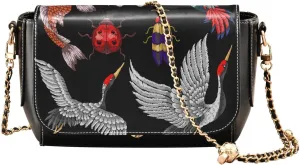 Crossbody Bags for Women Trendy Women's Black Shoulder Bag Small PU Leather Flap Cross Body Bag Handbags