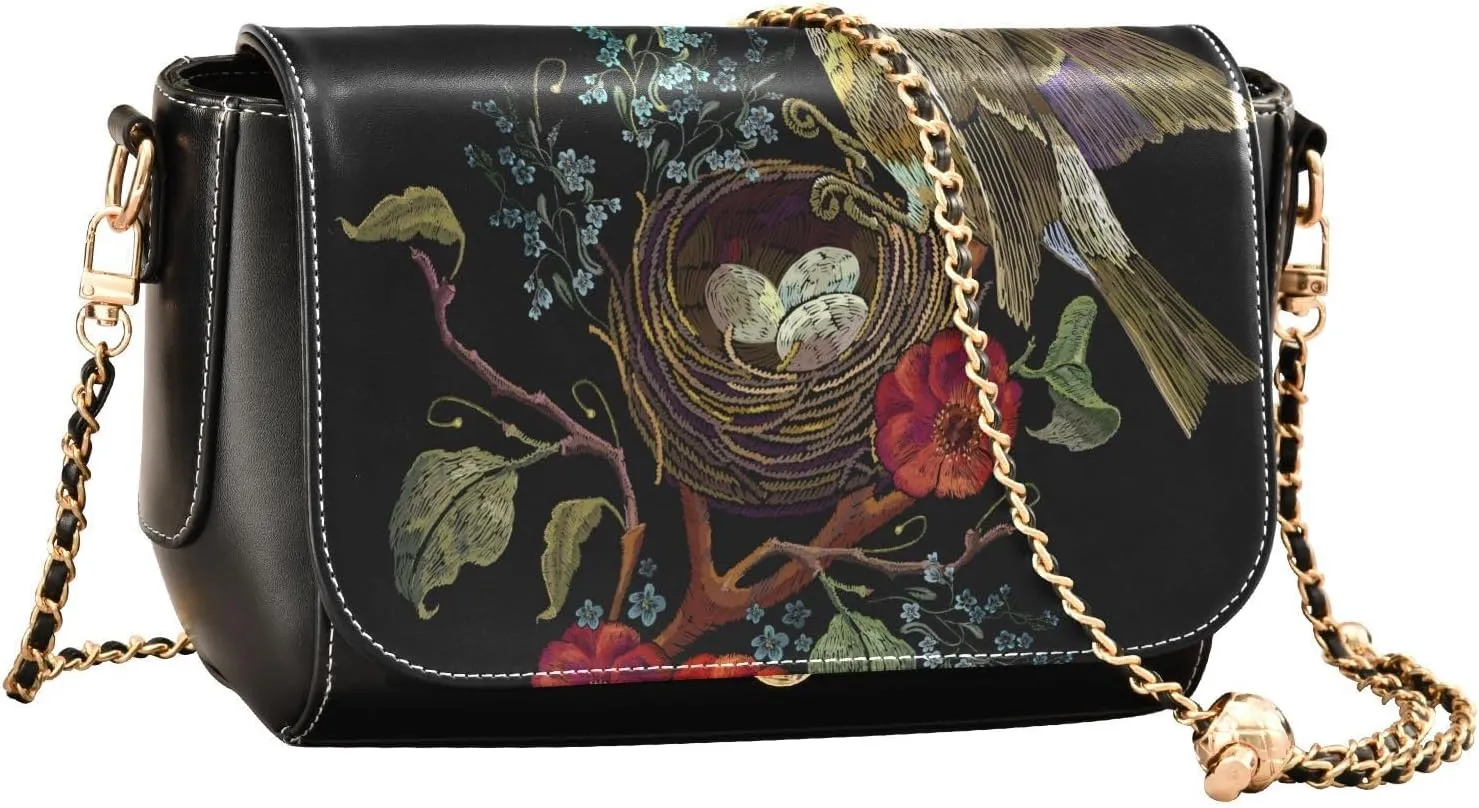 Crossbody Bags for Women Trendy Women's Black Shoulder Bag Small PU Leather Flap Cross Body Bag Handbags