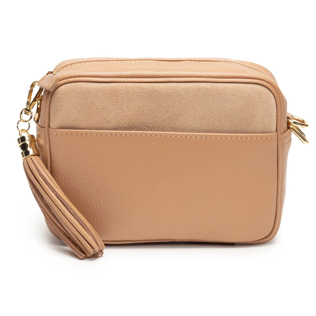 Crossbody Tassel Suede Camel