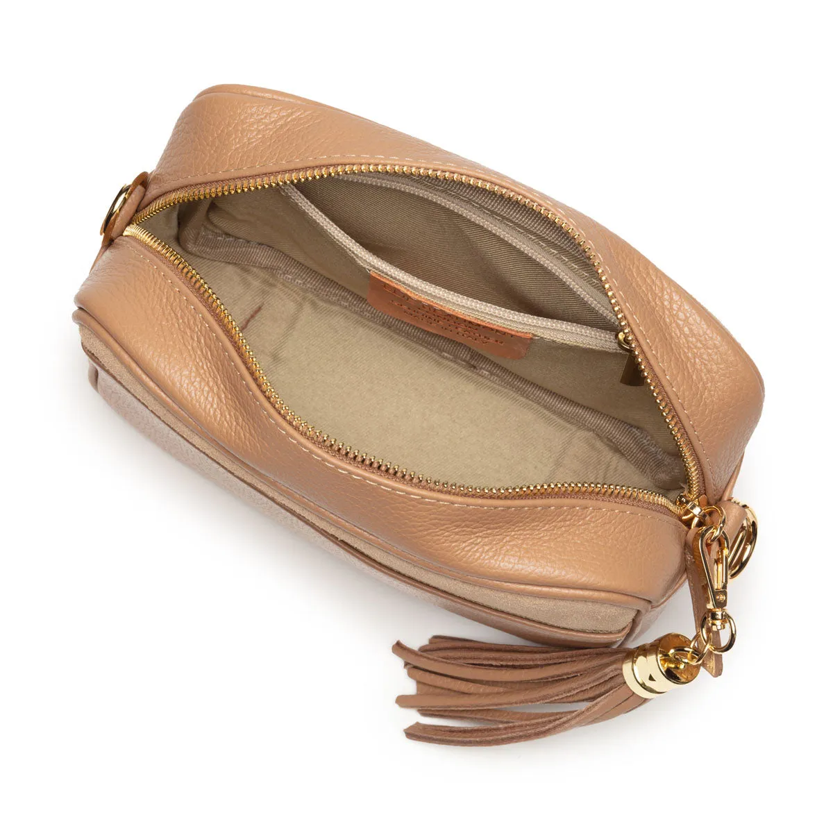 Crossbody Tassel Suede Camel