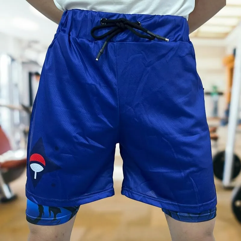 CROWN Anime Shorts - Breathable Mesh Stretch Compression Short with Pockets and Towel Holder