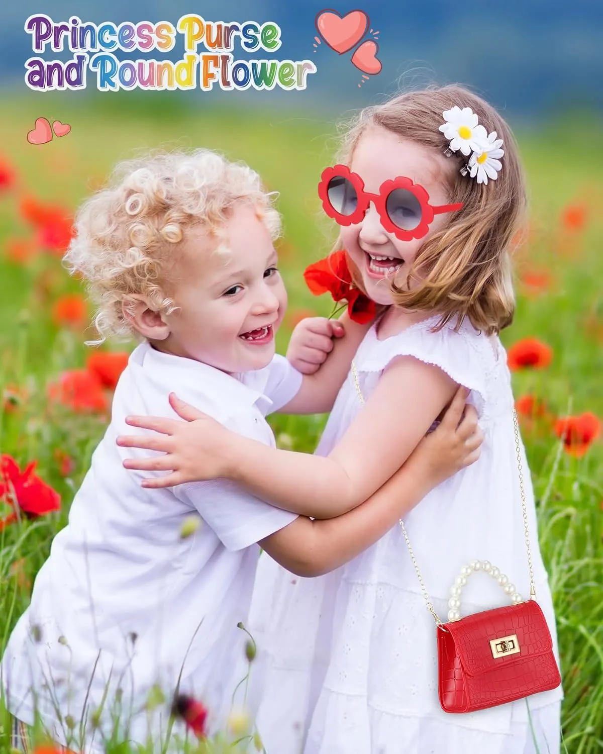 Cunno Purse for Mini Purse Cute Crossbody Bags Princess Flap Handbags with Flower Sunglasses