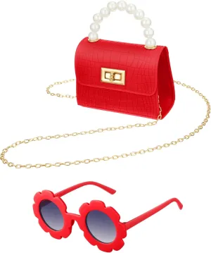 Cunno Purse for Mini Purse Cute Crossbody Bags Princess Flap Handbags with Flower Sunglasses