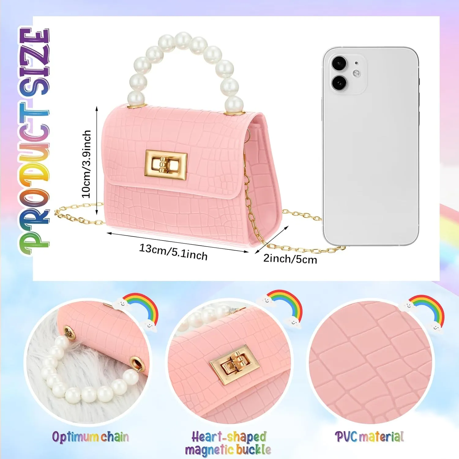 Cunno Purse for Mini Purse Cute Crossbody Bags Princess Flap Handbags with Flower Sunglasses