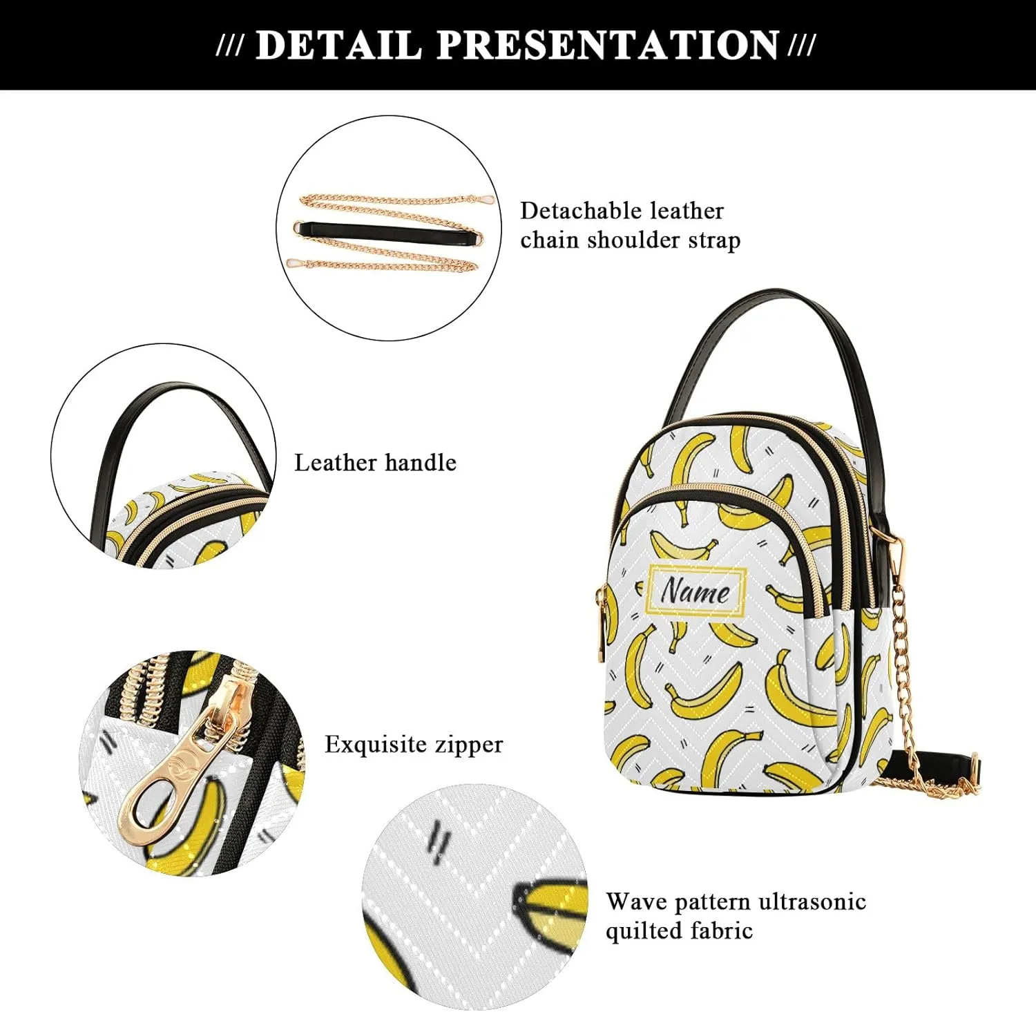 Custom Crossbody Bag for Women, Rainbow Unicorn Phone Purse Detachable Personalized Name Chain Bag Shoulder Handbag Wallet