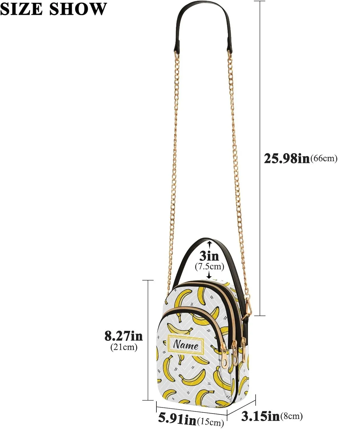 Custom Crossbody Bag for Women, Rainbow Unicorn Phone Purse Detachable Personalized Name Chain Bag Shoulder Handbag Wallet