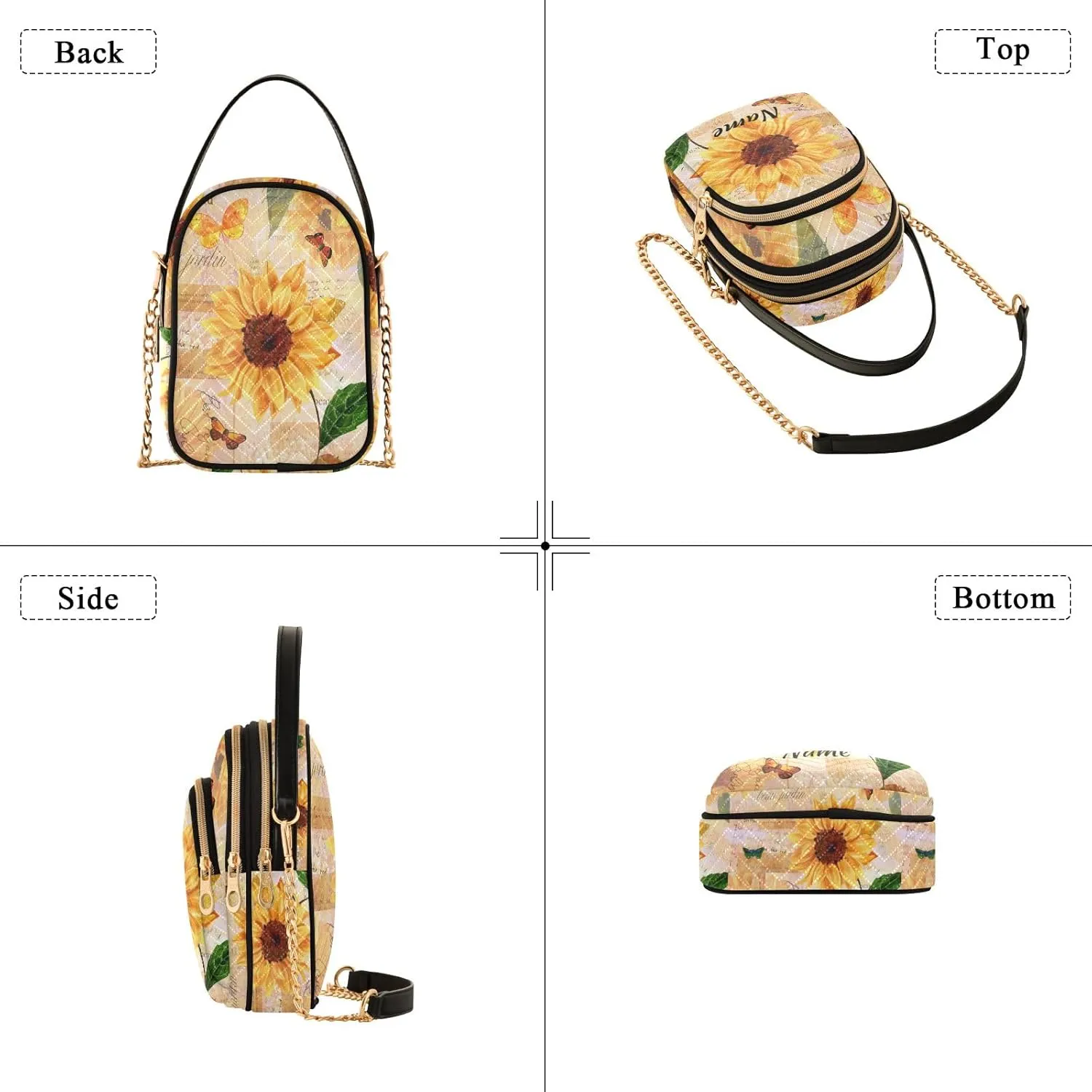Custom Crossbody Bag for Women, Rainbow Unicorn Phone Purse Detachable Personalized Name Chain Bag Shoulder Handbag Wallet
