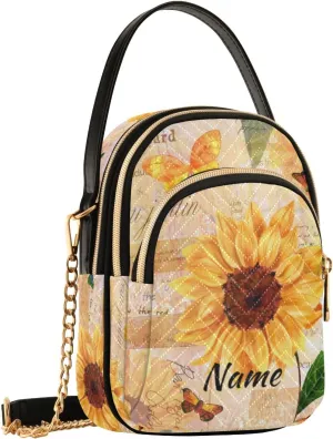 Custom Crossbody Bag for Women, Rainbow Unicorn Phone Purse Detachable Personalized Name Chain Bag Shoulder Handbag Wallet