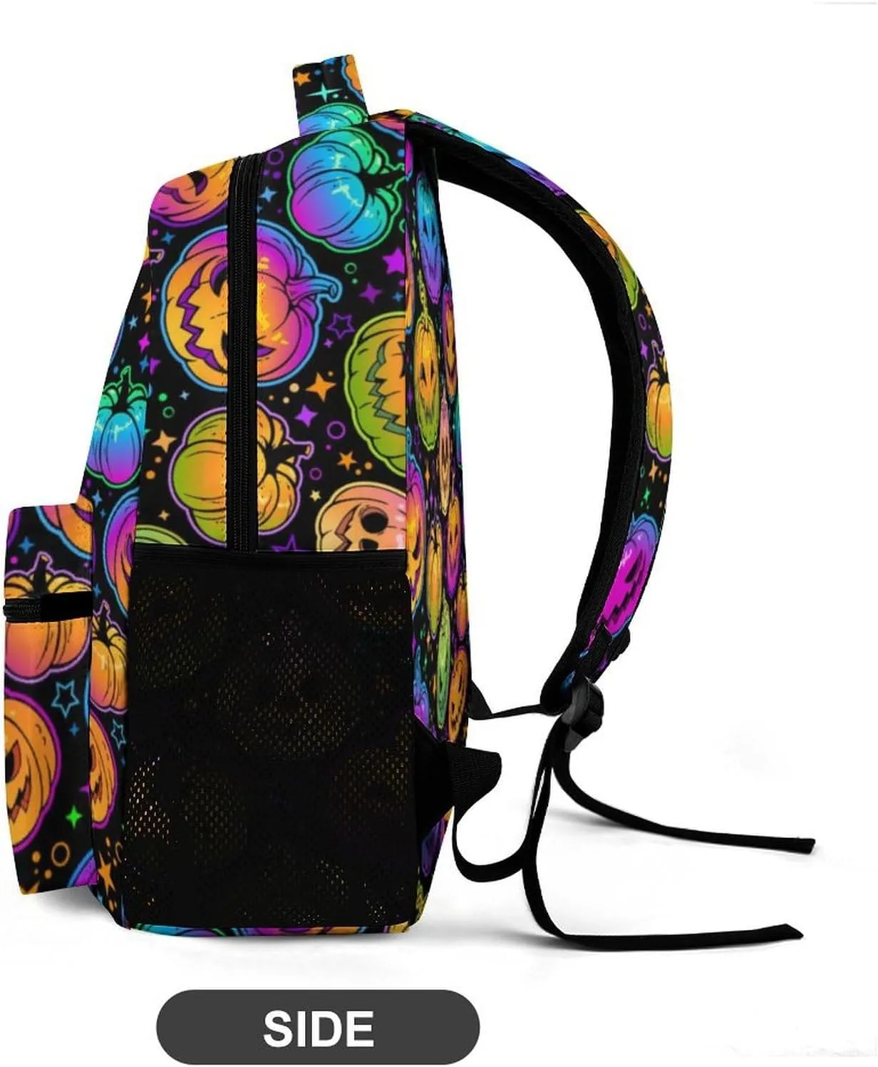 Custom Halloween Pumpkin Backpack for Kids Girls Boys School, 16 Inches Scary Halloween Theme Bookbag, Adjustable, Lightweight, Large Capacity, Happy Halloween Backpacks