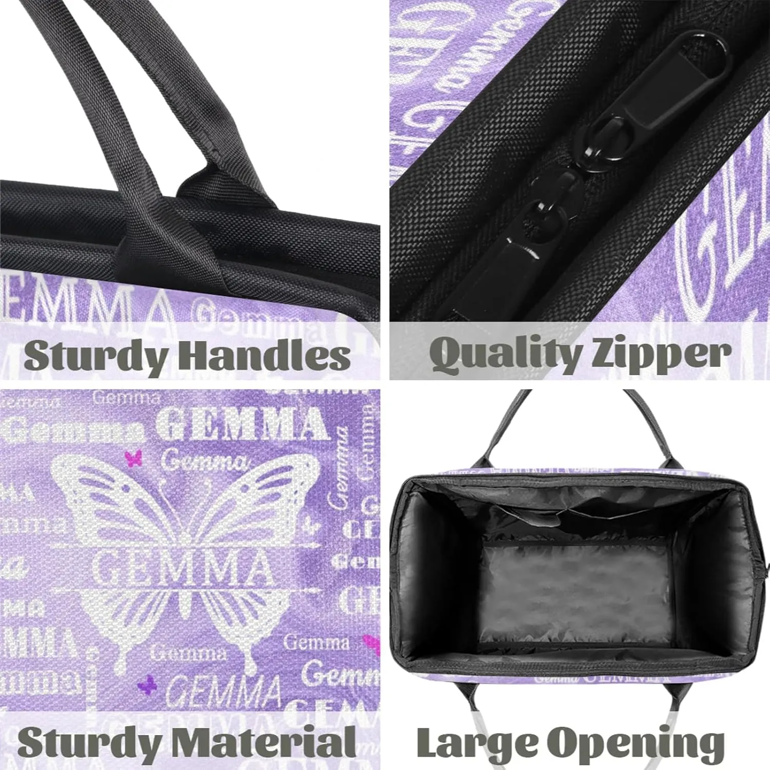 Custom Sport Duffel Bag with Name Butterfly Travel Overnight Bag for Women Men Waterproof Dance Ballet Bag Lightweight 15.2in, Purple Fluid Glitter