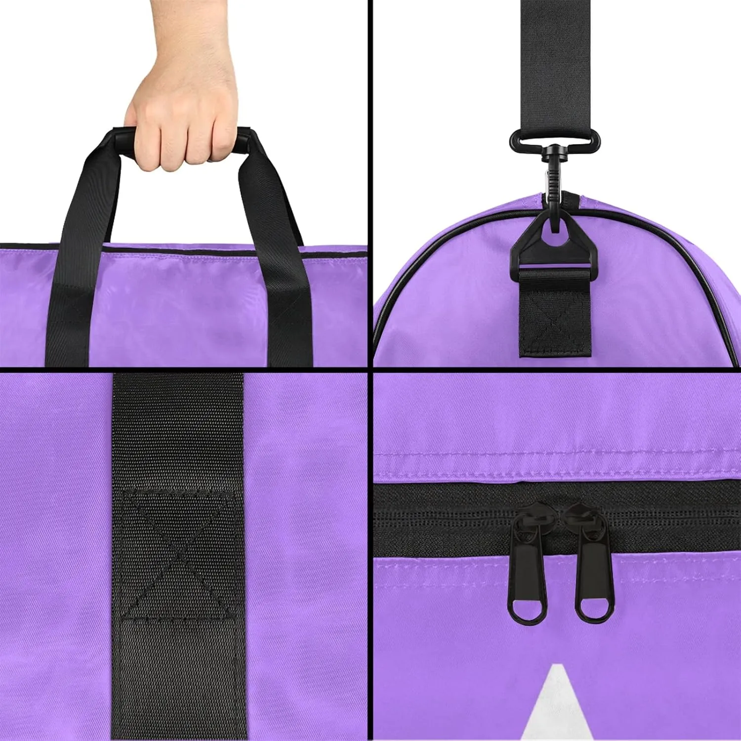 Custom Sports Duffel Bag with Shoe Compartment Personalized Name Dance Gym Bag for Women Overnight Weekender Travel Duffel Bags, Light Purple