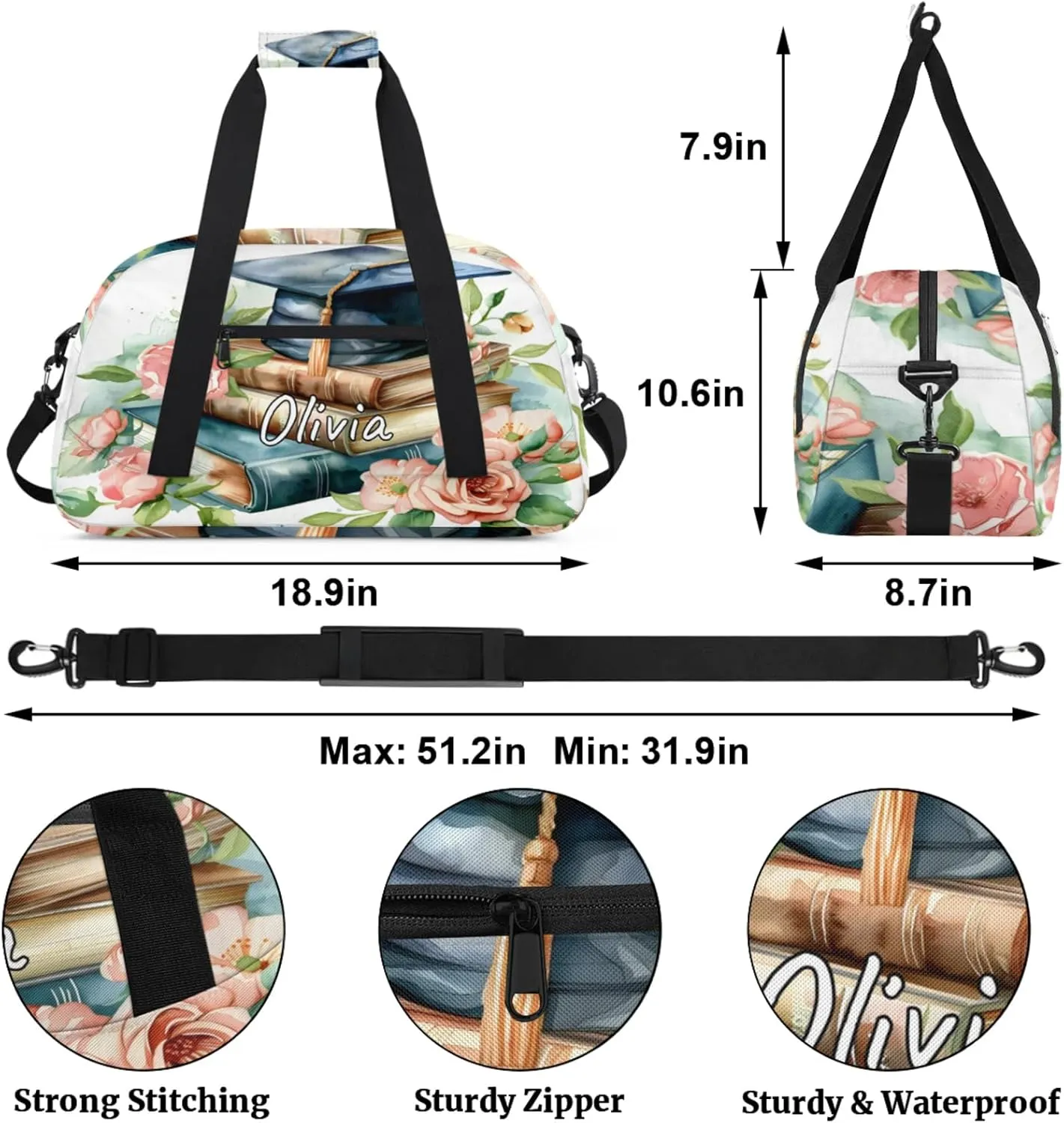 Custom Sports Gym Bag Personalized Name Travel Duffel Bag