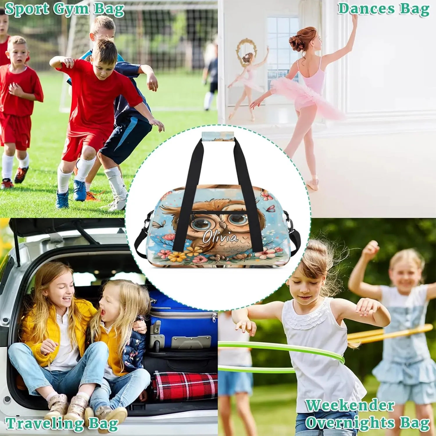 Custom Sports Gym Bag Personalized Name Travel Duffel Bag