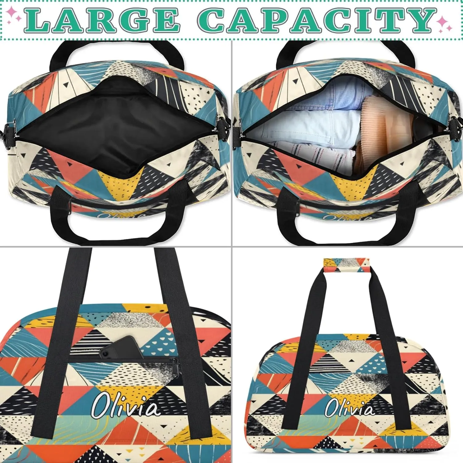Custom Sports Gym Bag Personalized Name Travel Duffel Bag