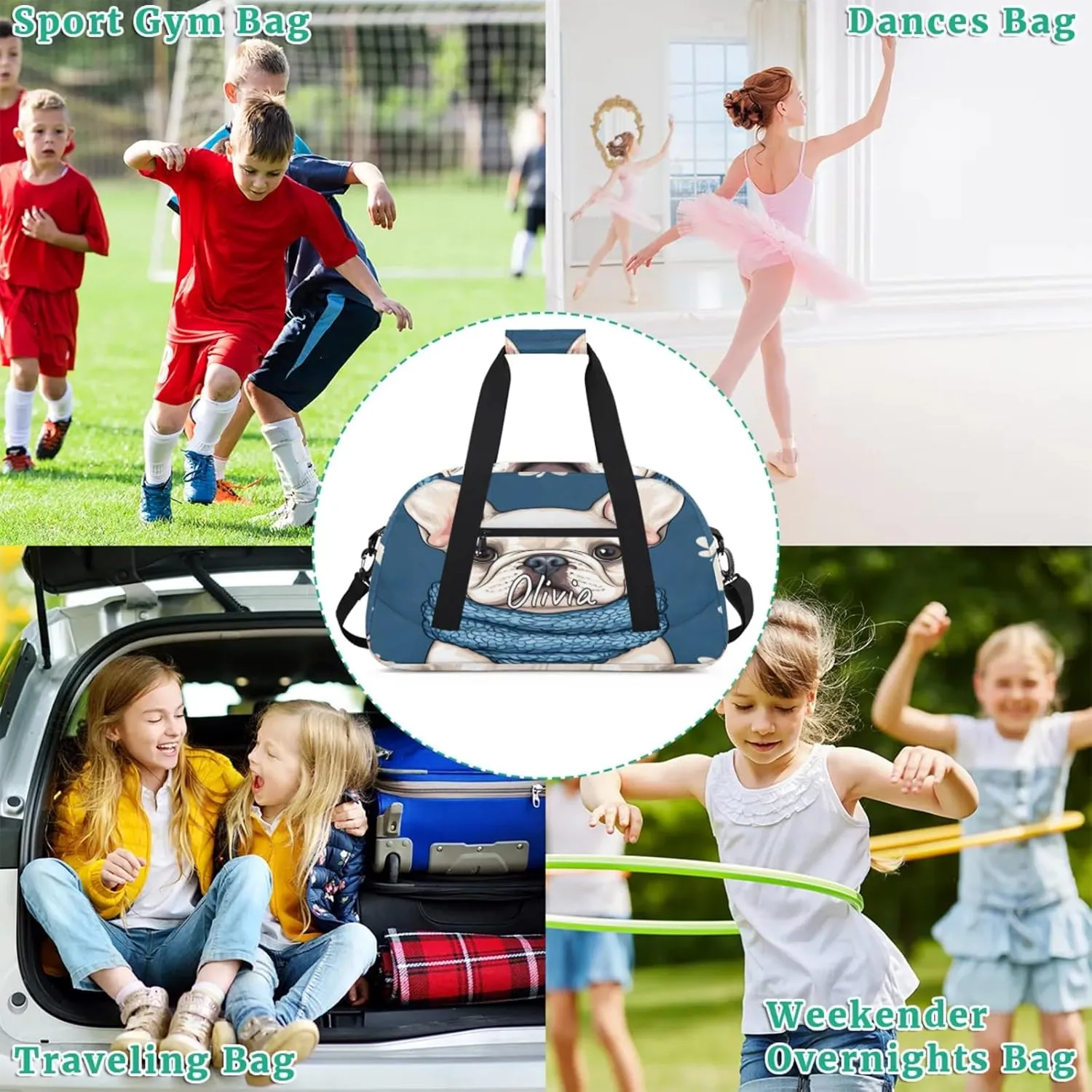 Custom Sports Gym Bag Personalized Name Travel Duffel Bag