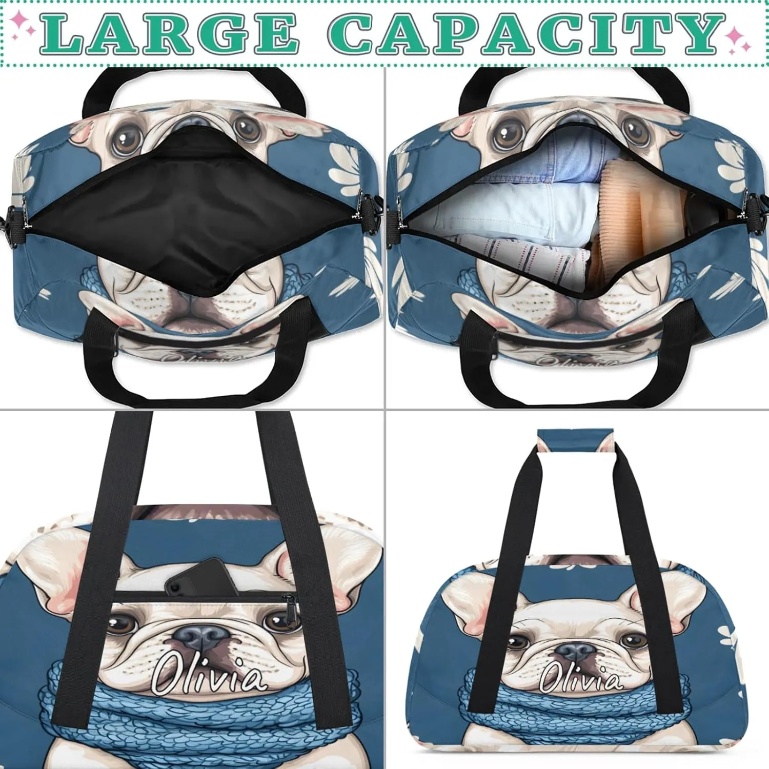 Custom Sports Gym Bag Personalized Name Travel Duffel Bag