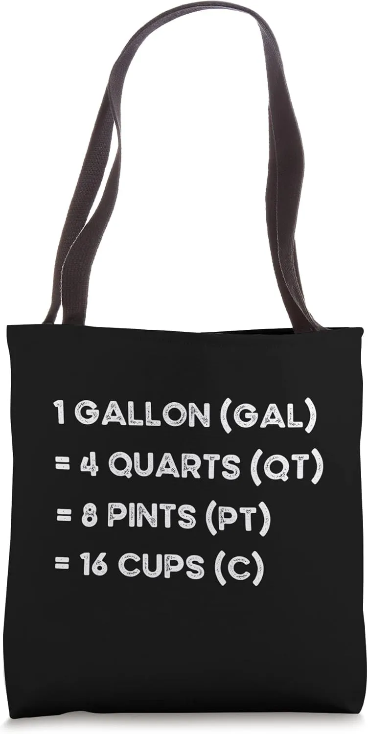 Customary Units of Volume Gallons Quarts Pints Cups Tote Bag