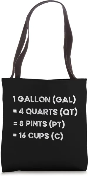 Customary Units of Volume Gallons Quarts Pints Cups Tote Bag