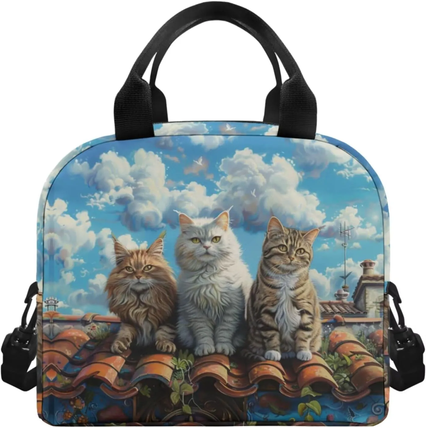 Cute Cat Backpack and Lunch Box Set Boys 17 Inch Tween Backpacks for Girls 4pcs Elementary Pencil Case Cute for Girls Insulated Personalized Bookmark Easy Clean Laptop A4 Tablet