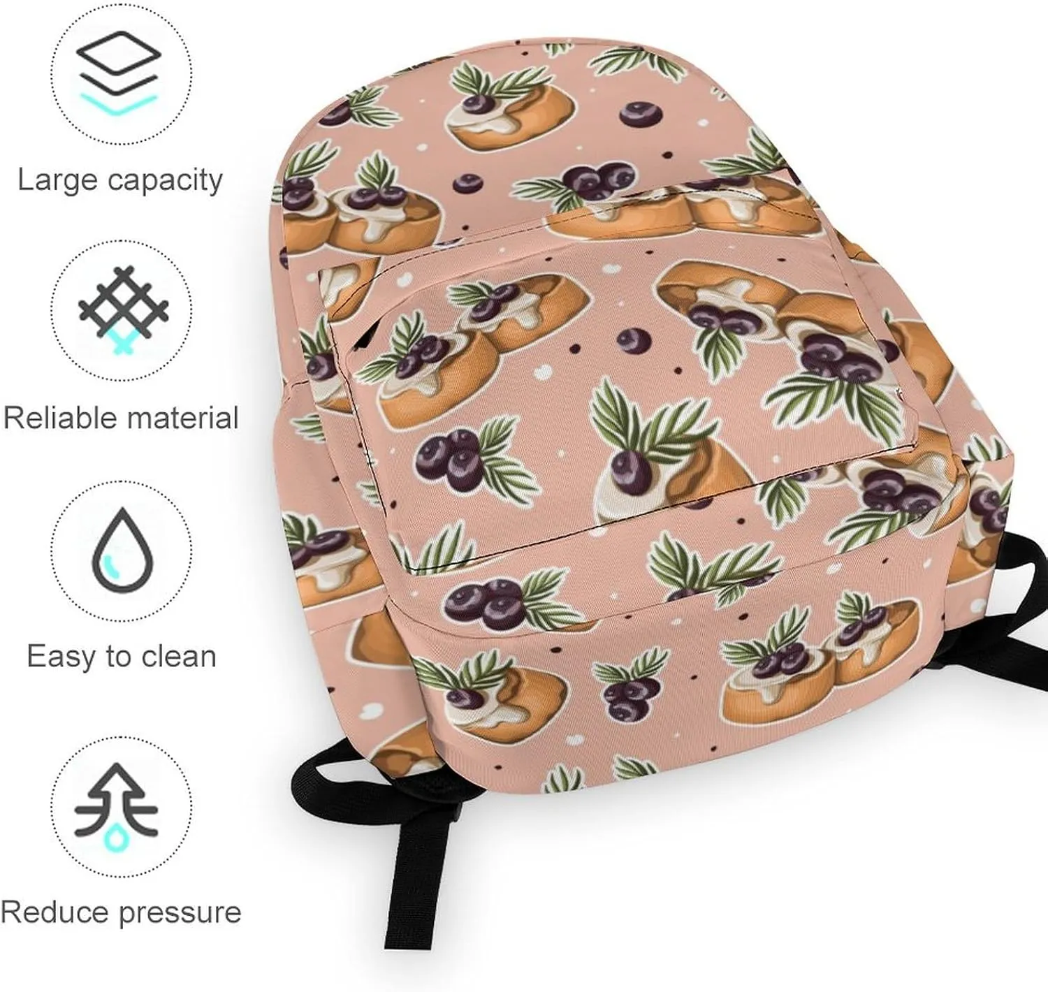 Cute Cheese Cake Casual Travel Backpack Lightweight with Multi Compartment Laptop Bagpack for Women Men Hiking Business Work