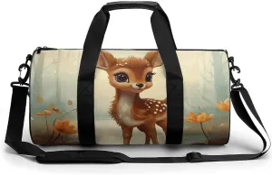 Cute Deer Sport Gym Duffle Travel Bag for Women Men Overnight Weekender Bag with Shoe Compartment,Wet Pocket