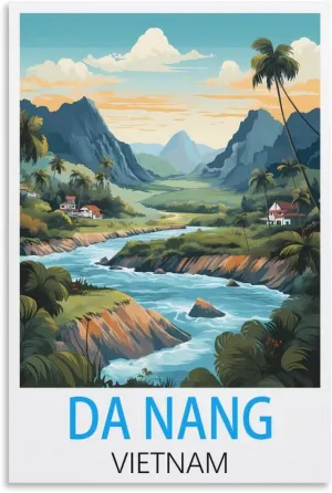 Da Nang Vietnam Vintage Travel Posters 12x18inch(30x45cm) Canvas Wall Art Wall Print Painting Decor Living Room Bedroom Decor