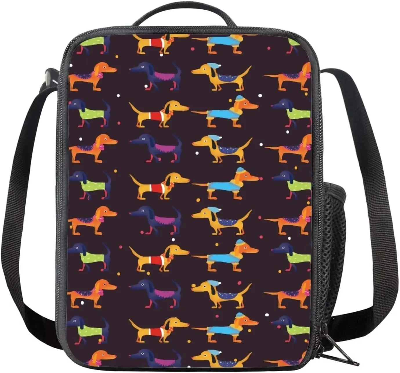 Dachshund Print Toddler Backpack and Lunch Box Set Boys Canvas Soft Girls School Bag Recycle Reusable Insulated Bags and Mini Pencil Case for School Work Travel