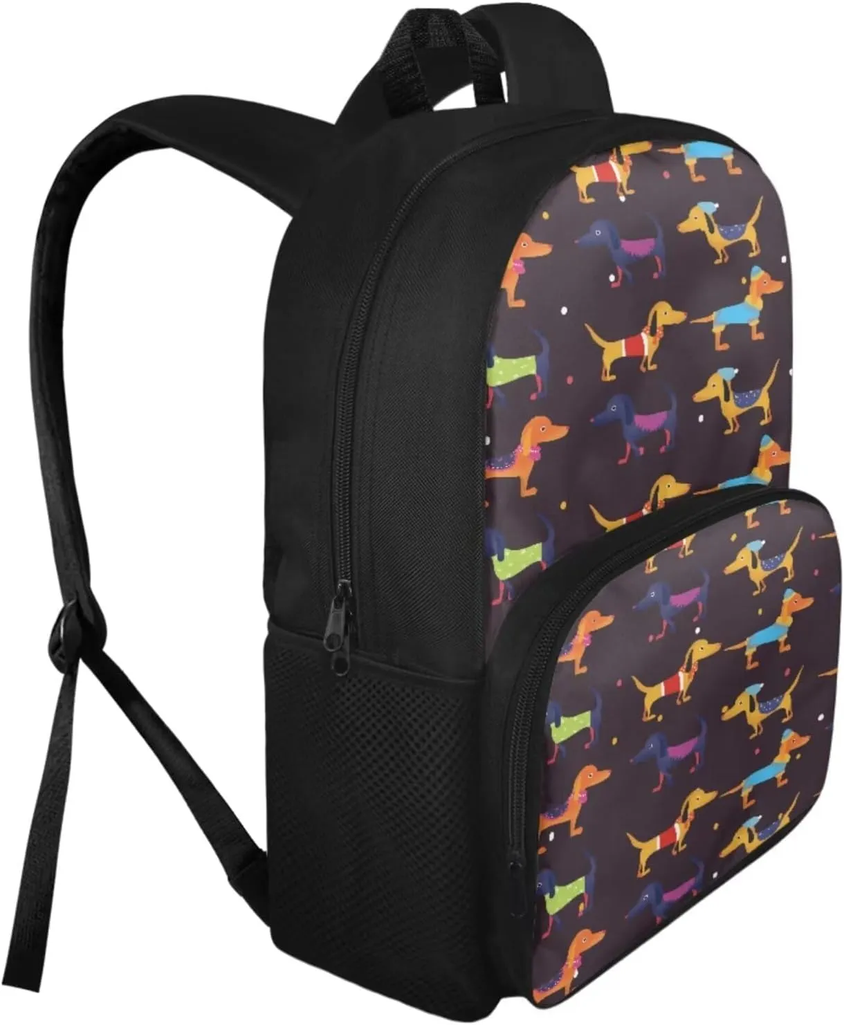 Dachshund Print Toddler Backpack and Lunch Box Set Boys Canvas Soft Girls School Bag Recycle Reusable Insulated Bags and Mini Pencil Case for School Work Travel
