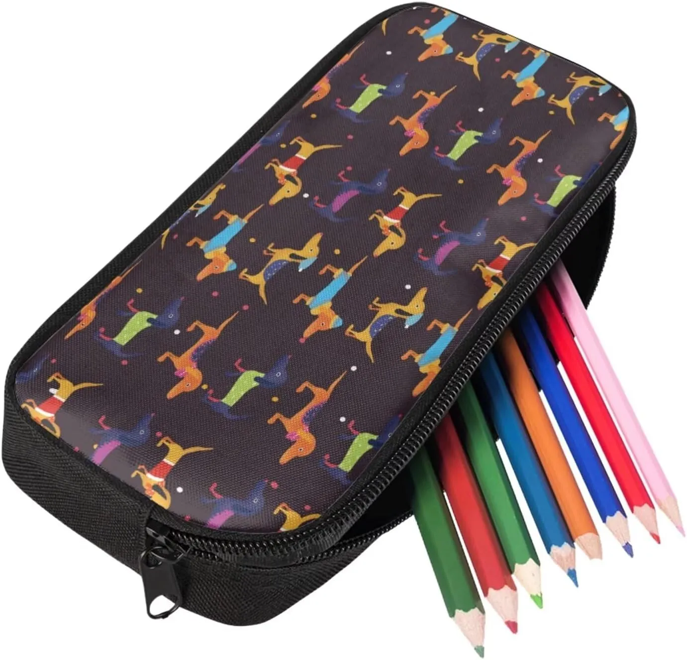 Dachshund Print Toddler Backpack and Lunch Box Set Boys Canvas Soft Girls School Bag Recycle Reusable Insulated Bags and Mini Pencil Case for School Work Travel