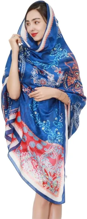 DANA XU 100% Mulberry Extra Large Silk Pashmina Scarf Shawls And Wraps For Women Evening Dress Summer Travel Floral Blanket