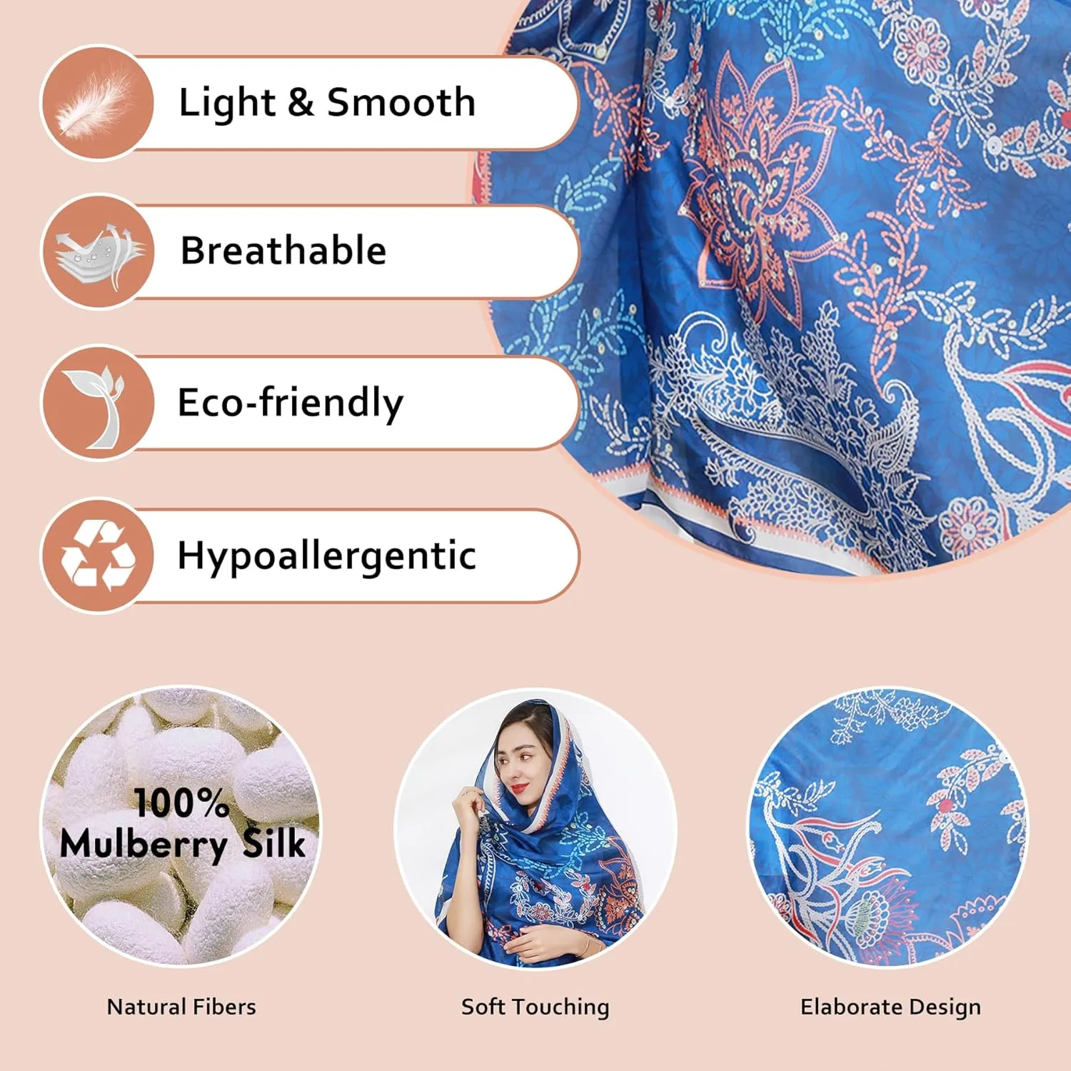 DANA XU 100% Mulberry Extra Large Silk Pashmina Scarf Shawls And Wraps For Women Evening Dress Summer Travel Floral Blanket