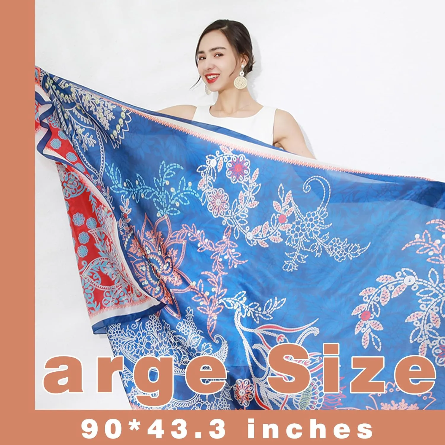 DANA XU 100% Mulberry Extra Large Silk Pashmina Scarf Shawls And Wraps For Women Evening Dress Summer Travel Floral Blanket