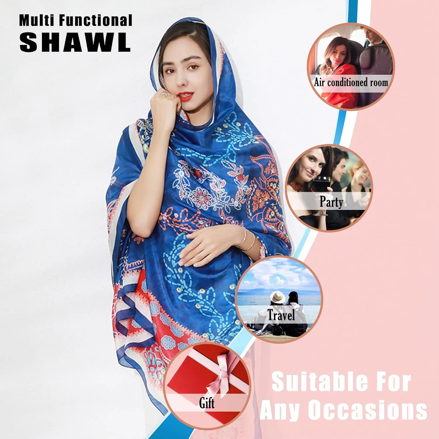 DANA XU 100% Mulberry Extra Large Silk Pashmina Scarf Shawls And Wraps For Women Evening Dress Summer Travel Floral Blanket