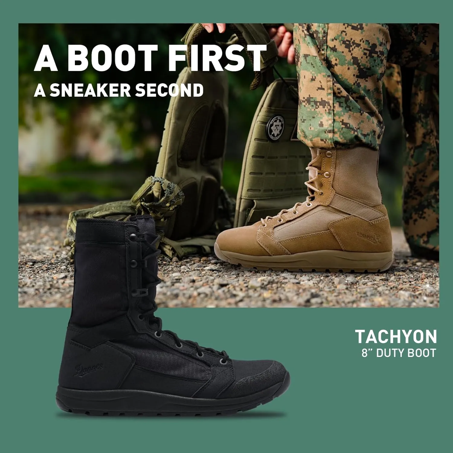 Danner Tachyon 8” Tactical Boots for Men - Ultralight Fast Drying Upper with Abrasion-Resistant Toe, Comfort Footbed, and Non Slip Traction Outsole