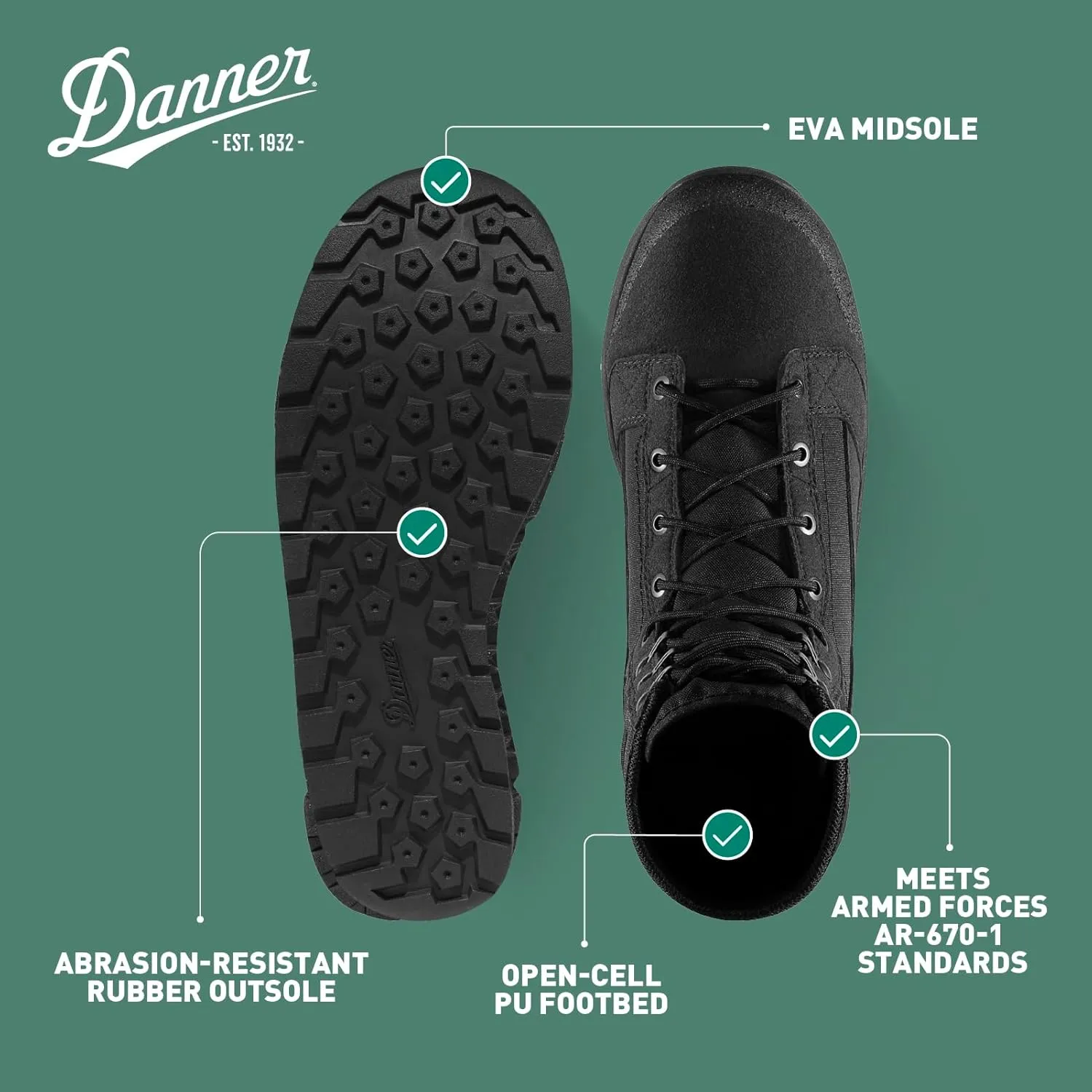 Danner Tachyon 8” Tactical Boots for Men - Ultralight Fast Drying Upper with Abrasion-Resistant Toe, Comfort Footbed, and Non Slip Traction Outsole
