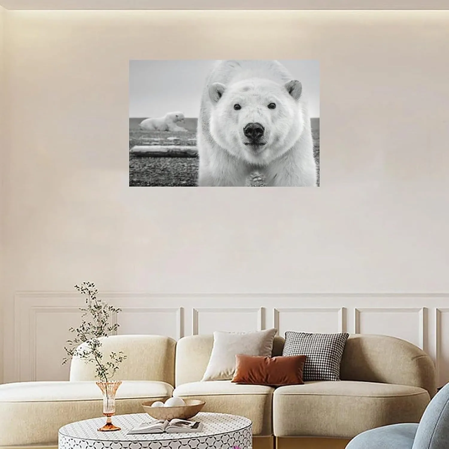 David Yarrow Polar Bear Art Photography Black And White Poster Canvas Wall Art Poster Print Picture Paintings for Living Room Bedroom Office Decoration, Canvas Poster Art Gift for Family Friends.36x24