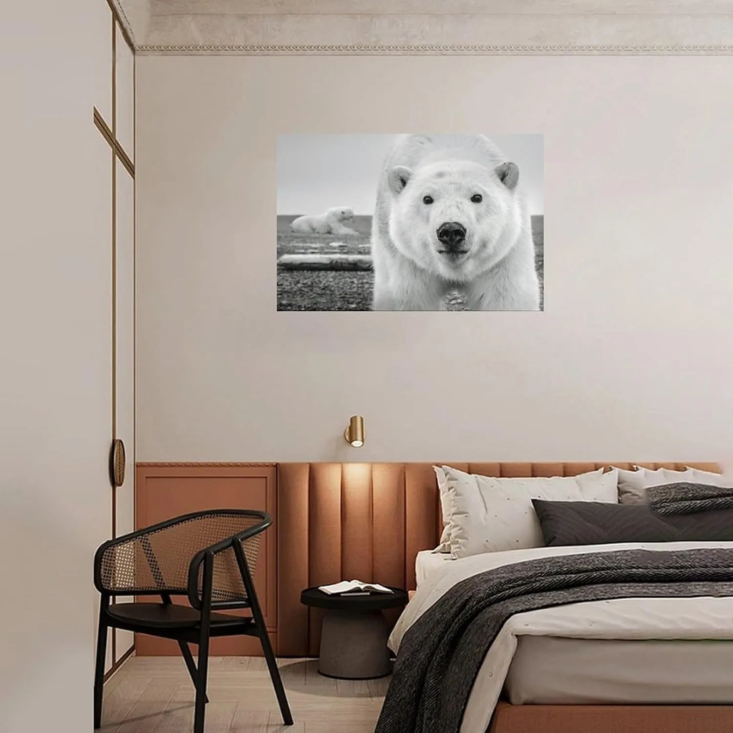 David Yarrow Polar Bear Art Photography Black And White Poster Canvas Wall Art Poster Print Picture Paintings for Living Room Bedroom Office Decoration, Canvas Poster Art Gift for Family Friends.36x24