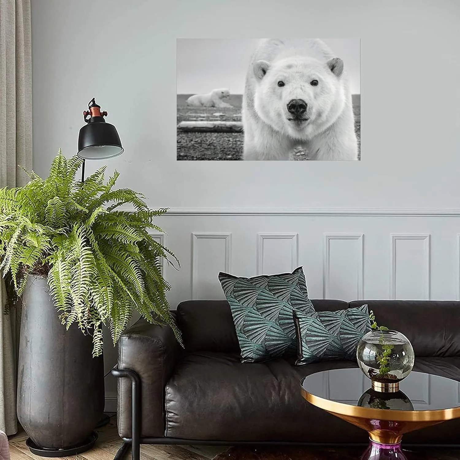 David Yarrow Polar Bear Art Photography Black And White Poster Canvas Wall Art Poster Print Picture Paintings for Living Room Bedroom Office Decoration, Canvas Poster Art Gift for Family Friends.36x24