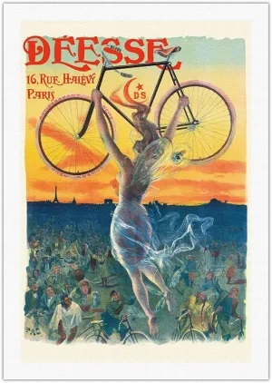 Déesse Bicycles - Paris France - Winged Goddess - Vintage Advertising Poster by Jean de Paleologue c.1898 - Fine Art Rolled Canvas Print 27in x 40in