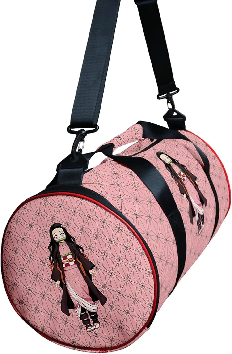 Demon Slay Large Capacity Travel Bag Gym Bag Kemitsu Sport Duffel Bag With Shoe Bag(Nezuko Pink)