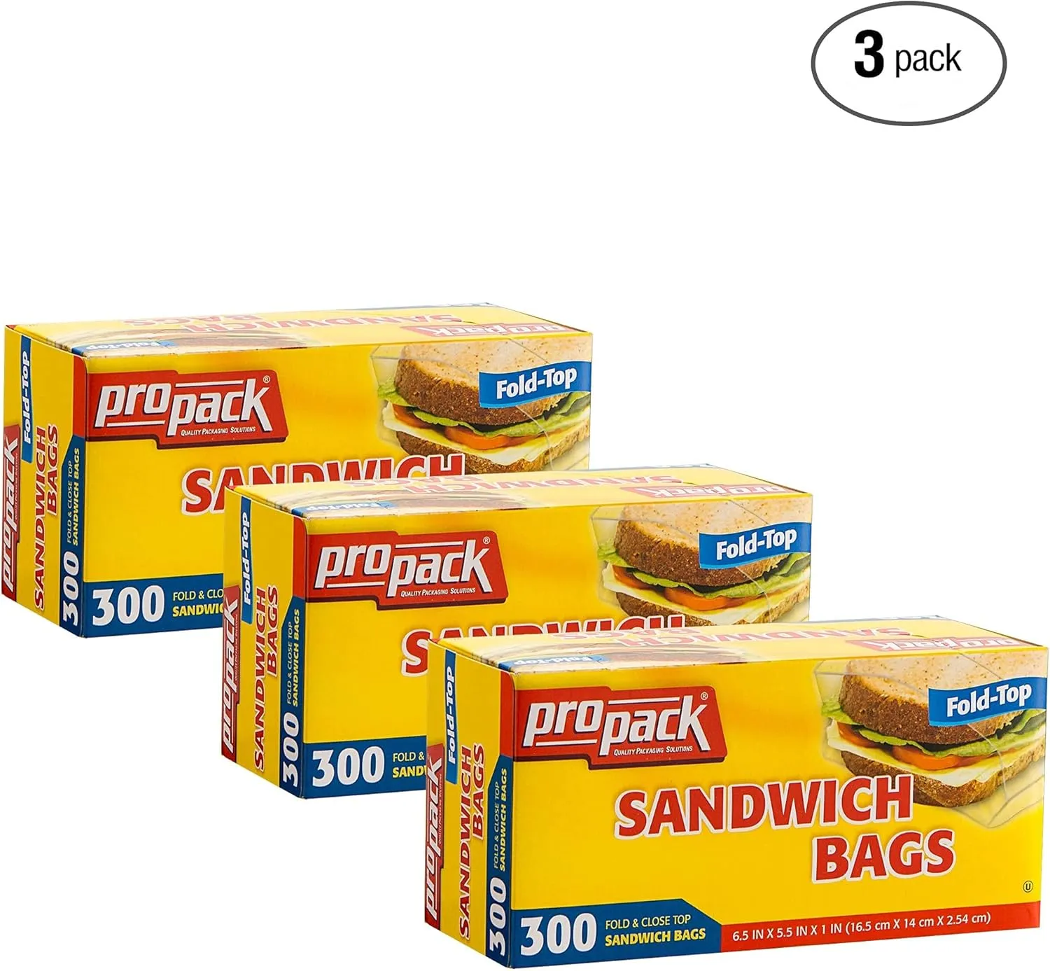 Disposable Plastic Sandwich Bags With Fold Close Top 900 Bags, Great For Home, Office, Vacation, Traveling, Sandwich, Fruits, Nuts, Cake, Cookies, Or Any Snacks (3 Packs)