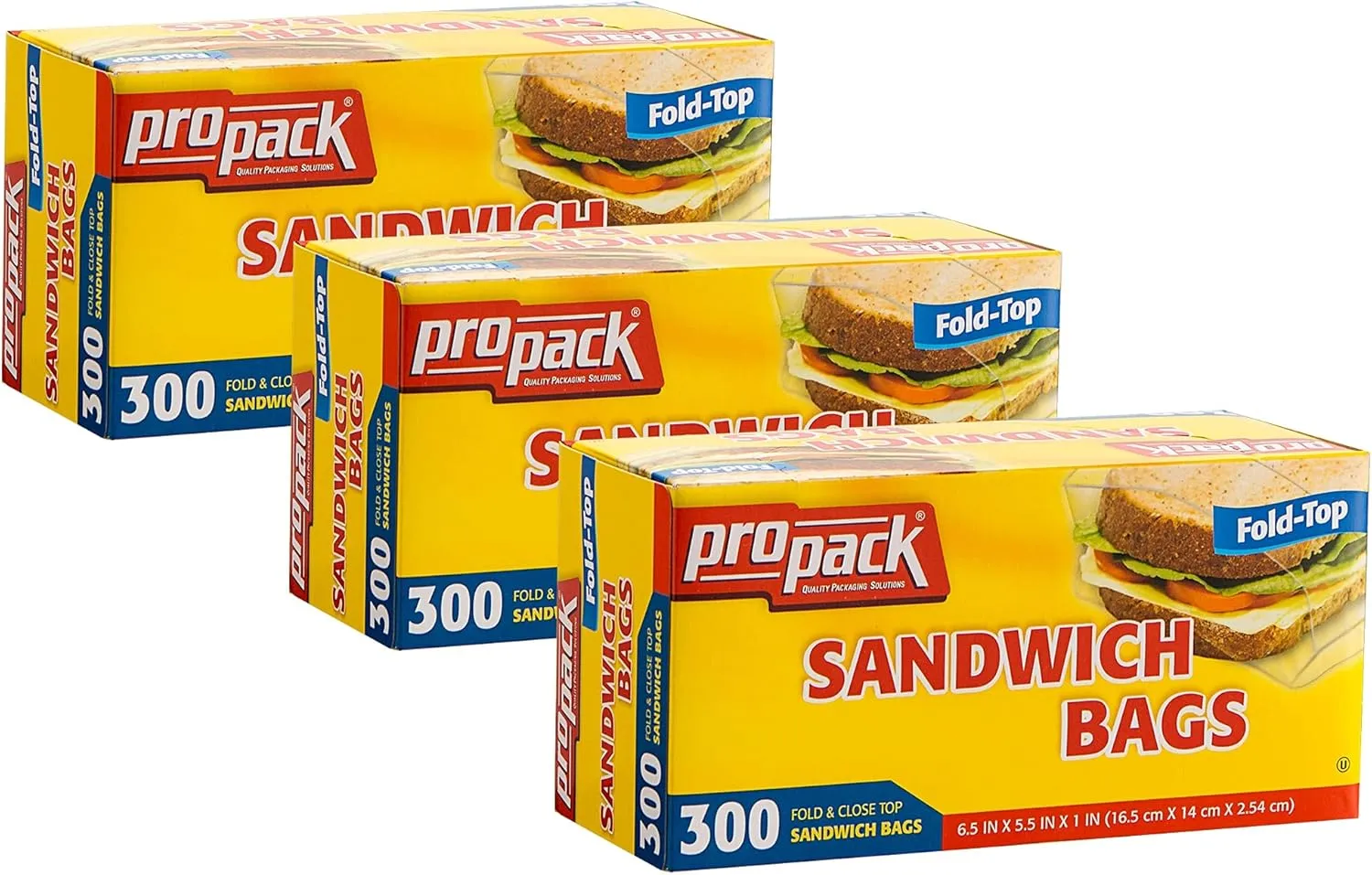 Disposable Plastic Sandwich Bags With Fold Close Top 900 Bags, Great For Home, Office, Vacation, Traveling, Sandwich, Fruits, Nuts, Cake, Cookies, Or Any Snacks (3 Packs)