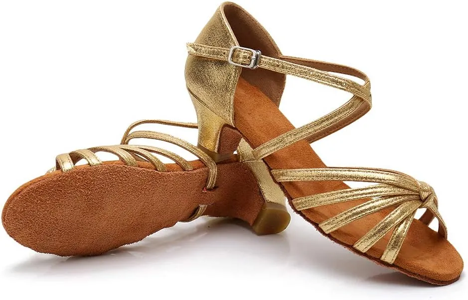 DKZSYIM Women's Satin Latin Dance Shoes Ballroom Salsa Performance Practice Dancing Shoes,Model LP-1217ZS