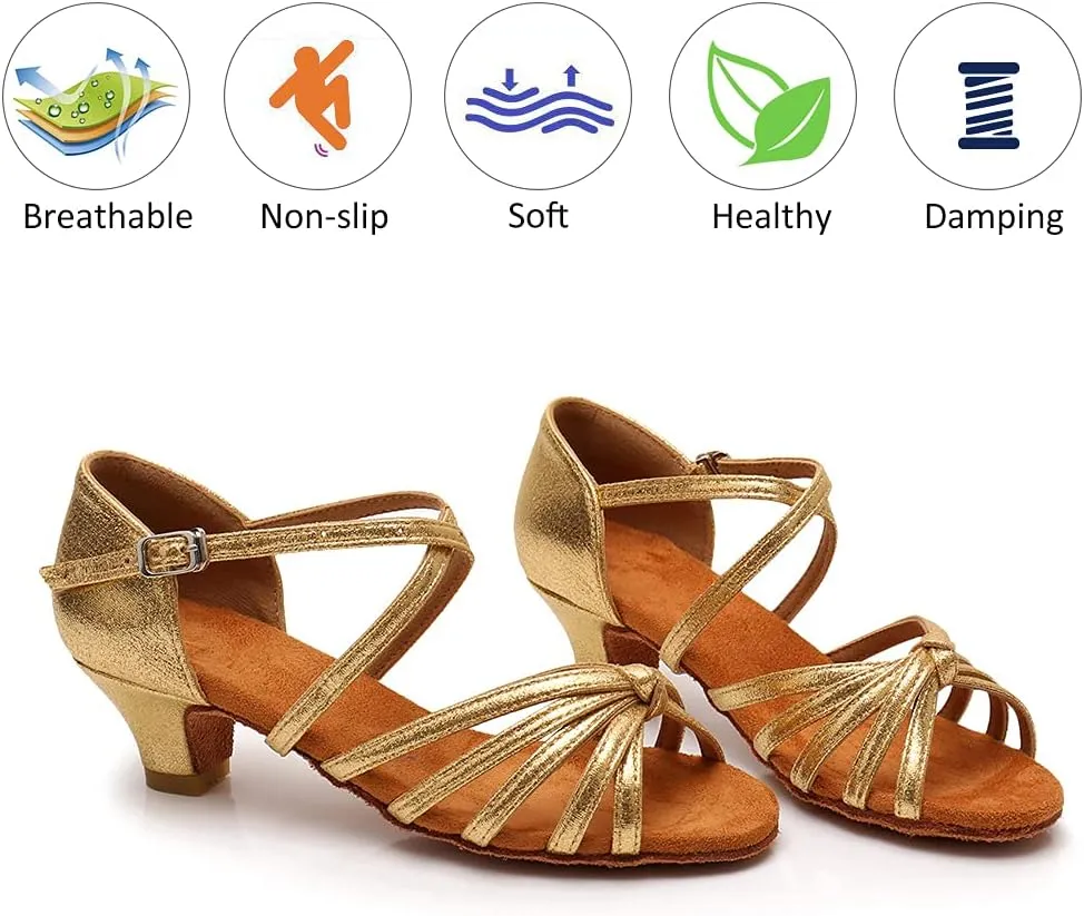 DKZSYIM Women's Satin Latin Dance Shoes Ballroom Salsa Performance Practice Dancing Shoes,Model LP-1217ZS