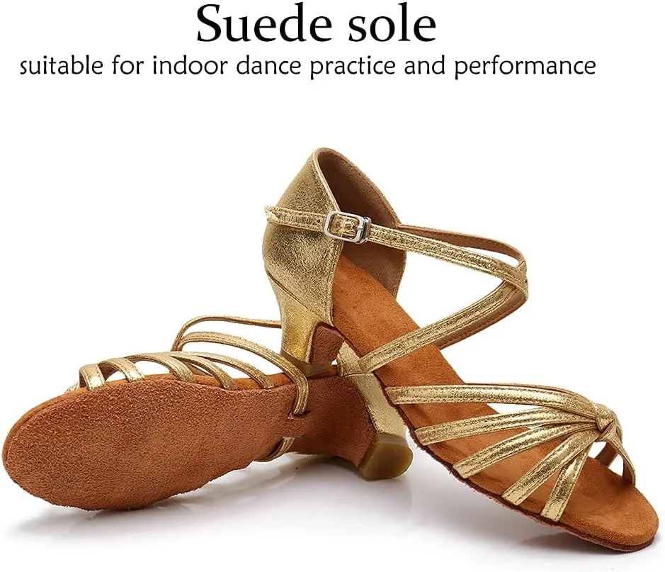 DKZSYIM Women's Satin Latin Dance Shoes Ballroom Salsa Performance Practice Dancing Shoes,Model LP-1217ZS