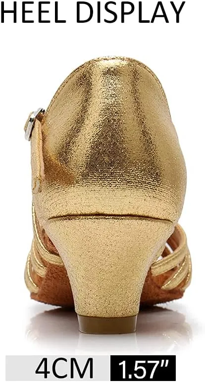 DKZSYIM Women's Satin Latin Dance Shoes Ballroom Salsa Performance Practice Dancing Shoes,Model LP-1217ZS